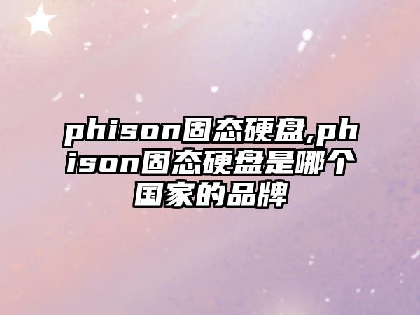 phison固態(tài)硬盤,phison固態(tài)硬盤是哪個(gè)國家的品牌