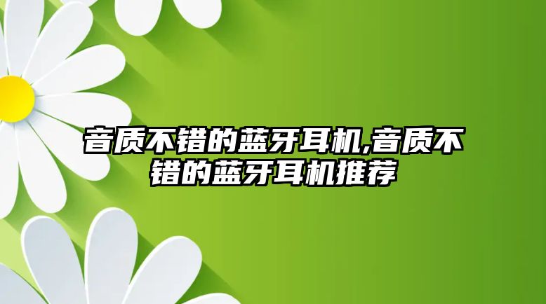 音質(zhì)不錯的藍(lán)牙耳機(jī),音質(zhì)不錯的藍(lán)牙耳機(jī)推薦