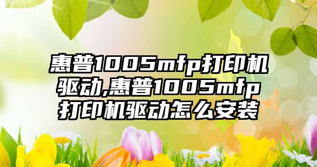 惠普1005mfp打印機驅動,惠普1005mfp打印機驅動怎么安裝