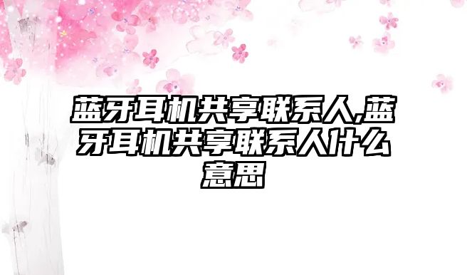 藍(lán)牙耳機共享聯(lián)系人,藍(lán)牙耳機共享聯(lián)系人什么意思