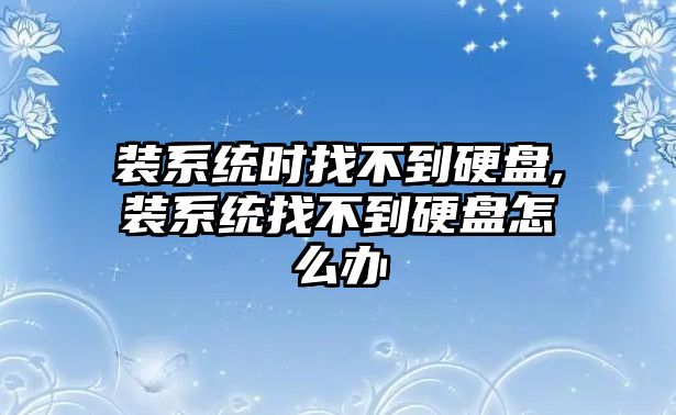 裝系統(tǒng)時(shí)找不到硬盤,裝系統(tǒng)找不到硬盤怎么辦