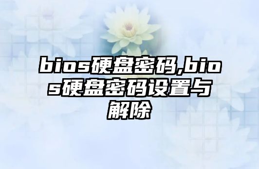 bios硬盤密碼,bios硬盤密碼設置與解除