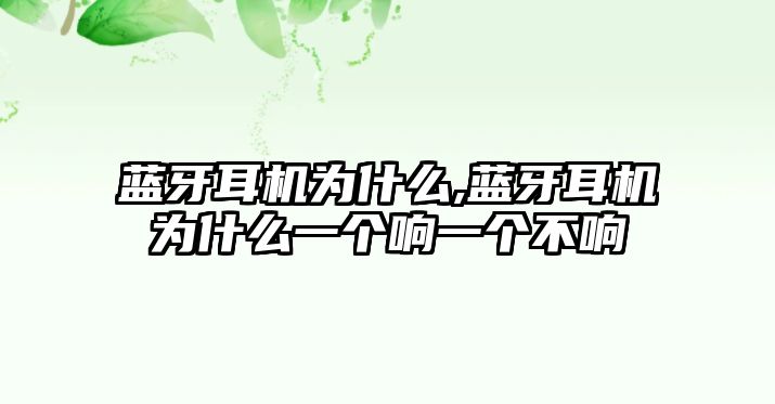 藍(lán)牙耳機為什么,藍(lán)牙耳機為什么一個響一個不響