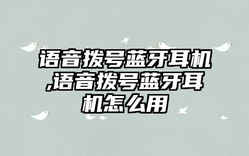 語音撥號藍(lán)牙耳機(jī),語音撥號藍(lán)牙耳機(jī)怎么用