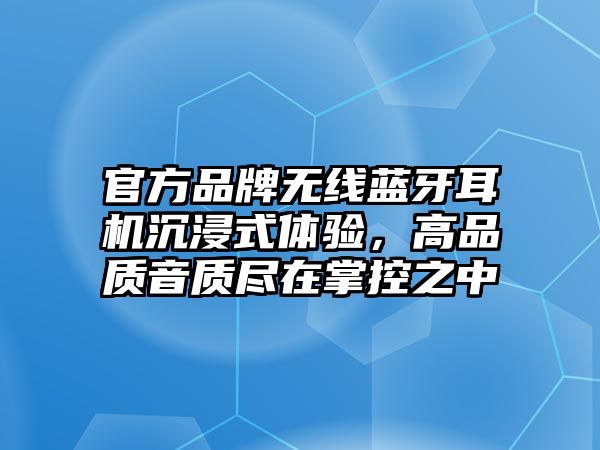 官方品牌無線藍(lán)牙耳機(jī)沉浸式體驗(yàn)，高品質(zhì)音質(zhì)盡在掌控之中