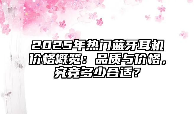 2025年熱門藍牙耳機價格概覽：品質(zhì)與價格，究竟多少合適？